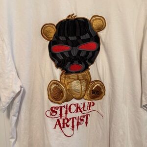NWOT BKYS Stickup Artist Gangster Masked Teddy Bear T-shirt